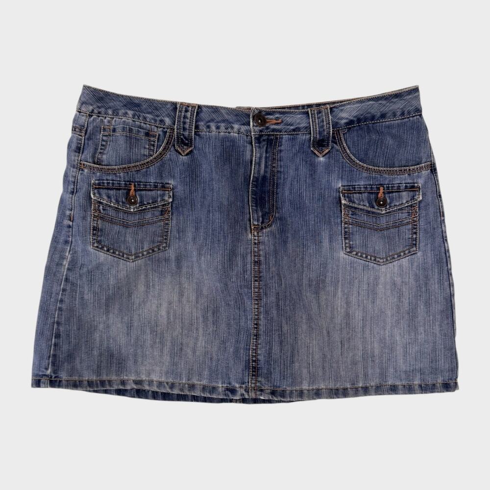 Faded Glory Misses Size 14 Blue Denim Mini Skirt